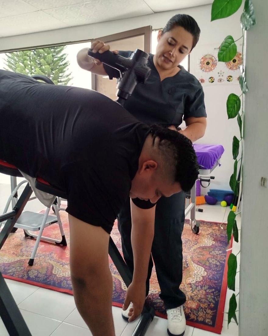 María Isabel Ospina durante una sesión de trabajo corporal